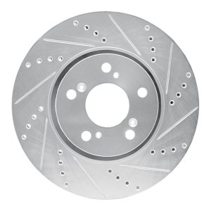 Acura RLX Brake Rotor (1) - Front Right - R1 Concepts - Drilled & Slotted - Silver - `14-`20 Acura RLX Brake Rotor (1) - Front Right - R1 Concepts - Drilled & Slotted - Silver - `14-`20